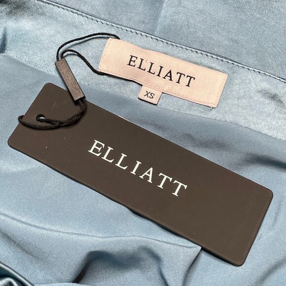 Elliatt NWT Cassini Satin One Shoulder Ruched Dress Cadet Blue XS - Picture 7 of 8